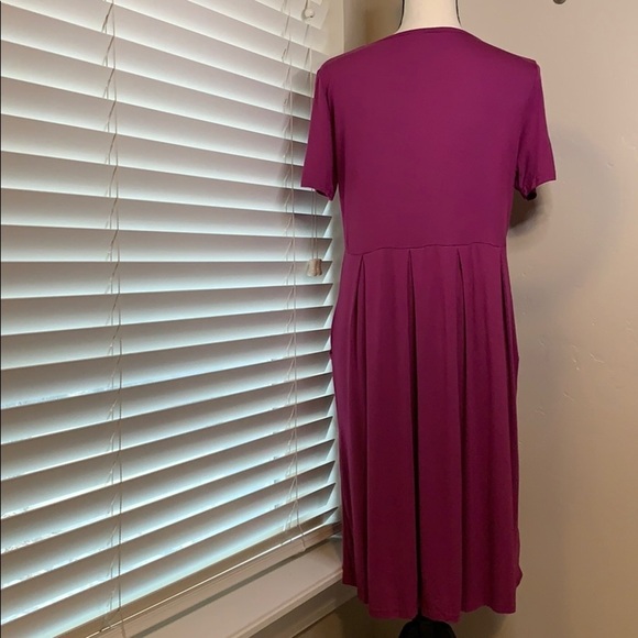 Purple Casual Short Sleeve Dress Front Pockets - Picture 5 of 5